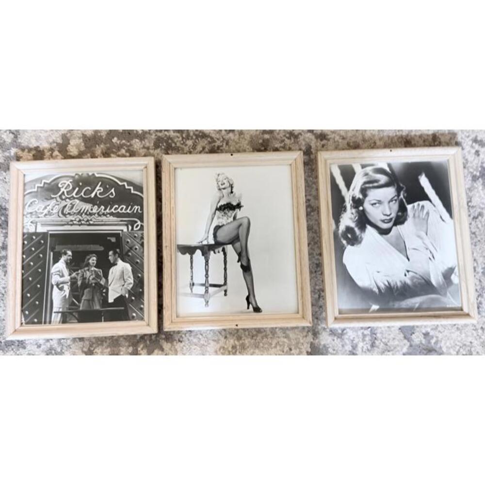 Classic Hollywood Framed Wall Art – Set of 3 Black & White Prints
